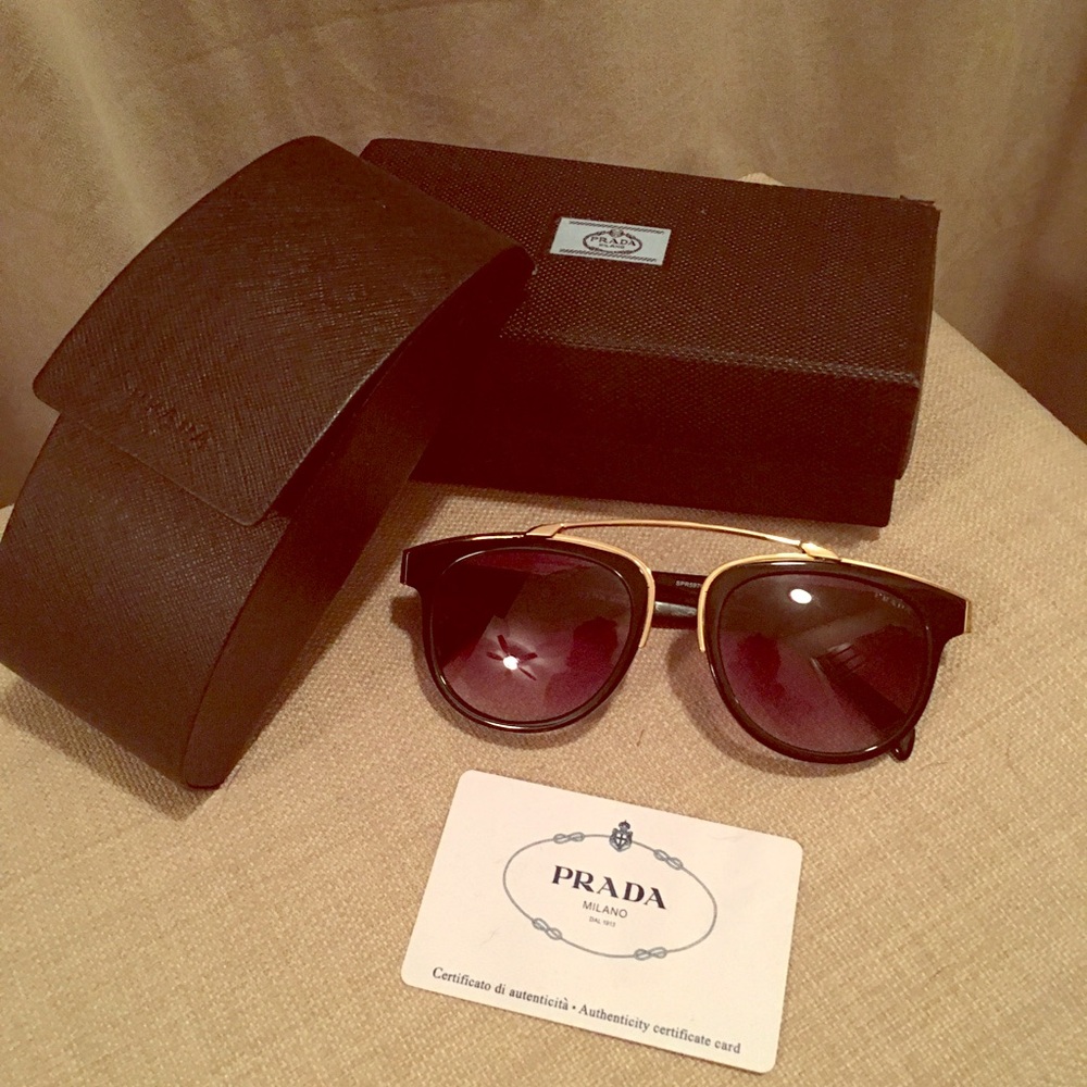 Prada Black & Gold Sunglasses
